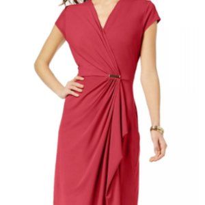 Charter Club Short Sleeve Faux Wrap Dress, S